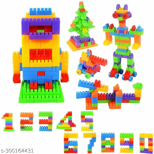 DIY Best 45+ pics Baby Gift Building Blocks,Creative Learning Educational Toy for Kids Puzzle Assembling Shape Building Unbreakable Toy Set (50+ Pieces) - Molor Buildulticing Toys